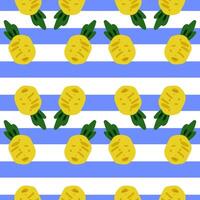 Pineapple Seamless Pattern With Stripes vector