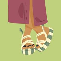 Platform Sandals With Tied Ribbons vector