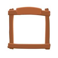 Wooden game frame or border. Plank and panel for 2D game interface design and UI element vector