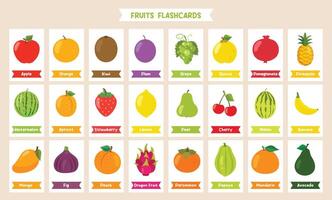 Fruits and Names Flashcard Design vector