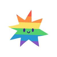 Joyful star character in rainbow colors. Hand drawn illustration. vector