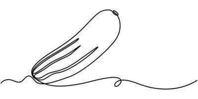 Single continuous one line drawing whole and sliced healthy organic cucumber for orchard logo identity. vector