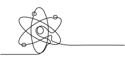 Atom molecule one continuous one line drawing design, Decorative elements drawn. vector