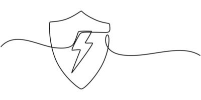 Shield of one continuous line drawn. Security shield drawn in one line. Safety and protection concept illustration. vector