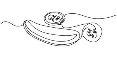 cucumber continuous one line drawing illustration vector