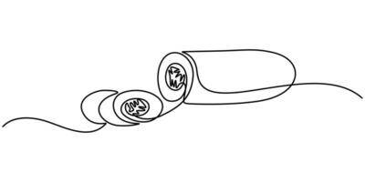 Continuous one line drawing of cucumber Sliced of cucumber simple line art design. vector