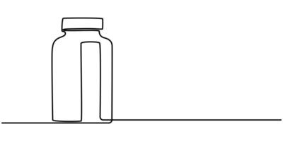 Continuous one single minimal line drawing jar, blank botle continuous one line drawing vector