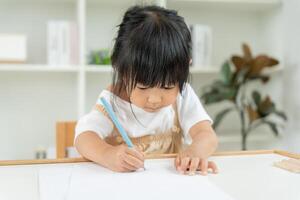 learn drawing picture and cartoon. Funny family is happy and excited in the house. Mother and daughter having fun spending time together. Holiday, Activity photo