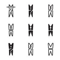 Clothes Peg Icon Set Collection vector