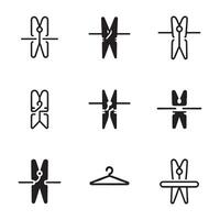 Simple Peg Icons for Laundry vector