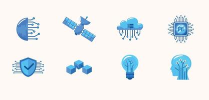 Technology icon set design illustration in flat style vector
