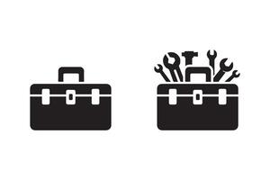 Minimalist box with tools silhouette on white background. Toolbox icon illustration vector