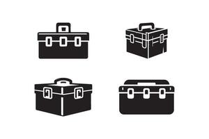 Set of box with tools silhouettes on white background. vector