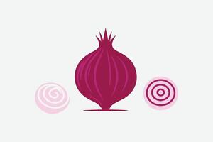 Minimalist onion with onion slices icon on white background vector