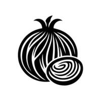 Minimalist onion with onion slices silhouette on white background. vector