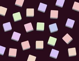 Pattern of pastel 3D squares on a dark background. Minimalist design with shadows. vector