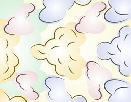 Pastel seamless pattern of clouds. The design has a soft, light atmosphere, creating a sense of calm and airiness. vector