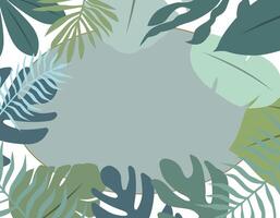 Frame of leaves. Abstract illustration with exotic jungle leaves. Design for you. vector
