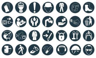 Signs indicating correct actions. Directional signs. Danger warning signs. vector