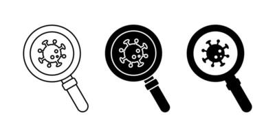 virus analysis icon set, virus search symbol. modern design isolated on white background vector