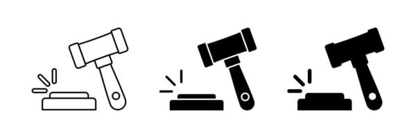 judge hammer icon set justice symbol. modern design isolated on white background vector
