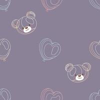 Seamless stroke pattern with bears and heart balloons vector