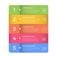 Business infographic design template with five vertical options or steps, process, workflow template vector