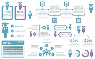 Education infographic elements - diagrams, statistics, percents - set of templates with students icons vector