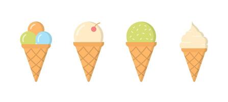 Four ice cream cone icons on white background vector