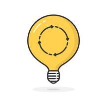 lightbulb icon with circle arrows, idea or innovation concept vector