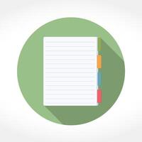 Notepad icon in circle, flat design with long shadow vector