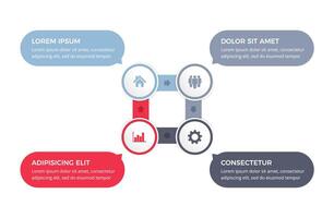 Circular diagram with 4 steps with place for your text and icons, infographic template vector