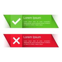 Green and Red banners with check and cross symbols vector