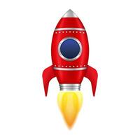 Red rocket with flame, gradient mesh vector