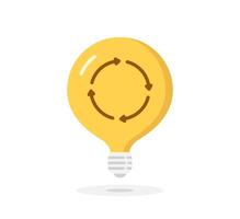 Bulb icon with circle arrows, idea or innovation concept vector