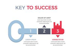 Infographic template with key divided on 3 segments, key to success concept vector