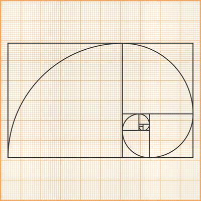 Graph paper with golden ratio illustration