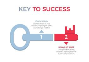 Two steps to success - infographic template with key divided on two segments with place for your text vector