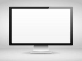Computer monitor with blank white screen vector