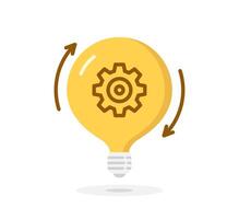 lightbulb icon with circle arrows gear inside, idea or innovation concept vector