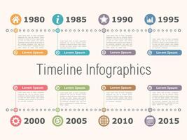 Horizontal timeline infographics design template with two lines vector