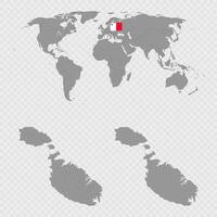 Malta Administrative Divisions Map Set with World Location. vector