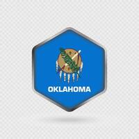 Oklahoma State Flag Icon in Hexagon Shape. vector
