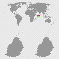 Mauritius Map Set with World Location. vector