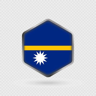 Nauru Flag Icon in Hexagon Shape.