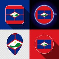 Set of modern icons with the national flag of Sint Eustatius. vector
