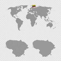 Lithuania Map Set with World Location. vector