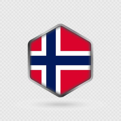 Norway Flag Icon in Hexagon Shape.