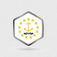 Rhode Island State Flag Icon in Hexagon Shape. vector