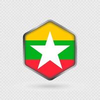Myanmar Flag Icon in Hexagon Shape. vector